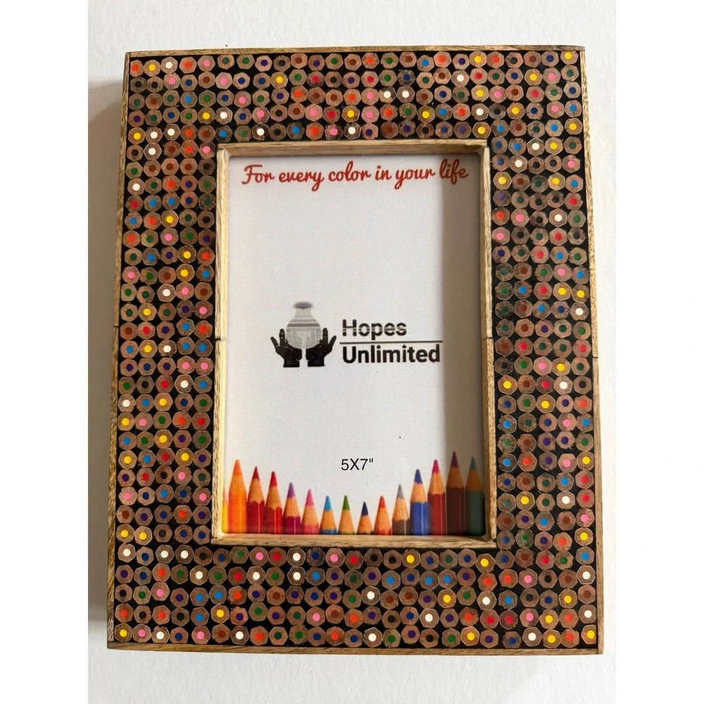 New Recycled Colored Pencils Picture Frame 5x7 Picture Opening Art Decor